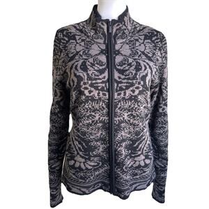 Icelandic Design 100% Merino Wool Sweater Womens M Full Zip Nordic Cardigan